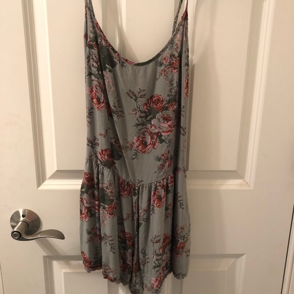 Band of Gypsies Pants - Olive green floral romper